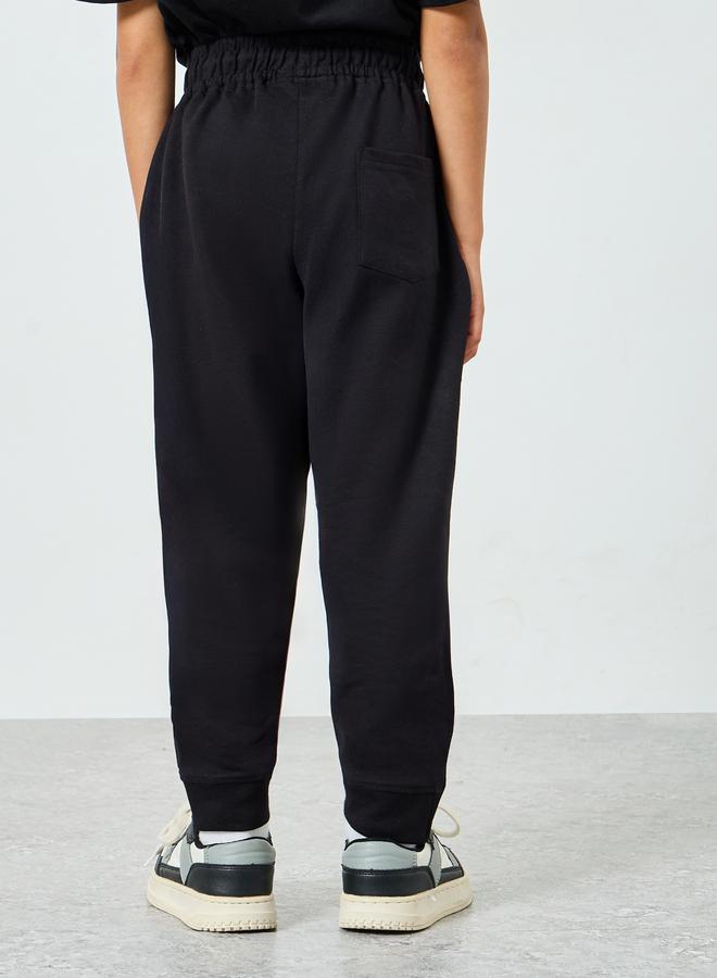 Styli Kids Black Cotton Joggers With Print Detail - Image 3